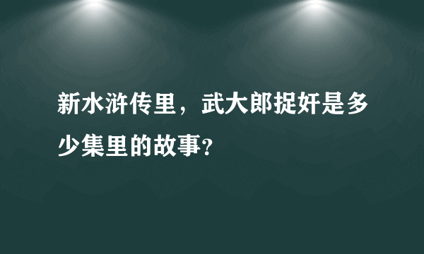 新水浒传里，武大郎捉奸是多少集里的故事？