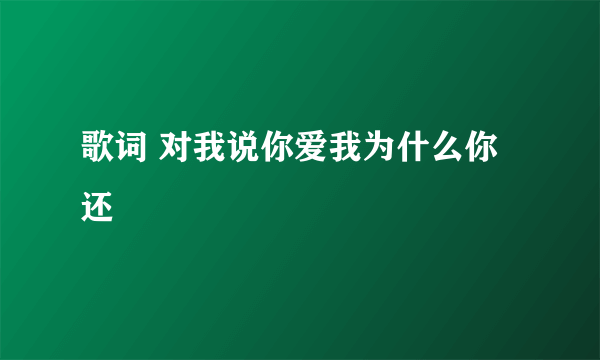 歌词 对我说你爱我为什么你还