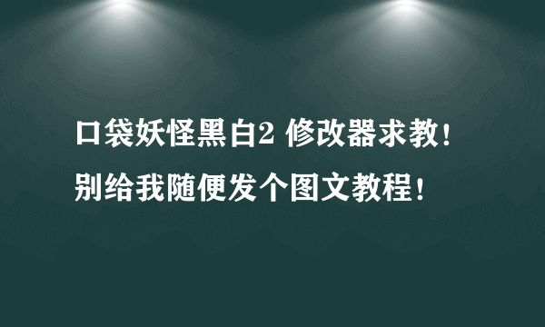 口袋妖怪黑白2 修改器求教！ 别给我随便发个图文教程！