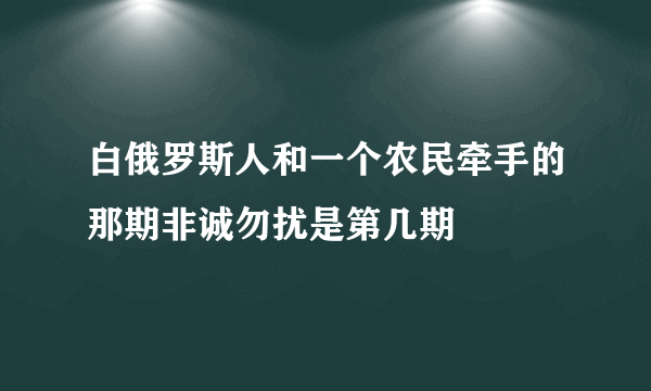 白俄罗斯人和一个农民牵手的那期非诚勿扰是第几期