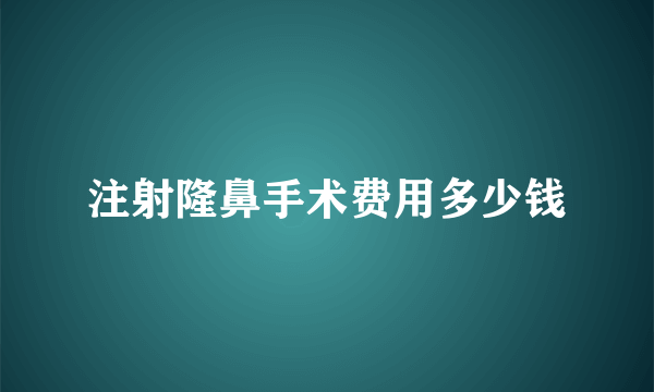 注射隆鼻手术费用多少钱