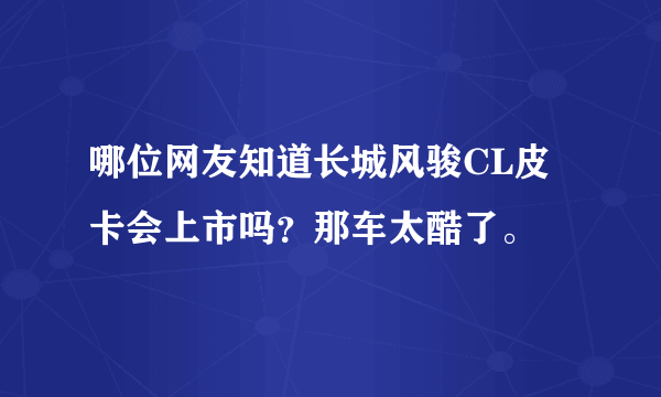 哪位网友知道长城风骏CL皮卡会上市吗？那车太酷了。