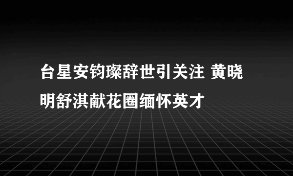 台星安钧璨辞世引关注 黄晓明舒淇献花圈缅怀英才