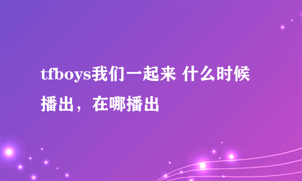 tfboys我们一起来 什么时候播出，在哪播出