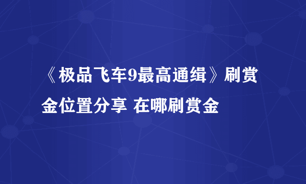 《极品飞车9最高通缉》刷赏金位置分享 在哪刷赏金