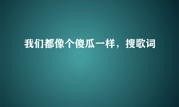 我们都像个傻瓜一样，搜歌词