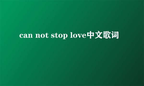 can not stop love中文歌词