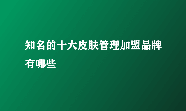 知名的十大皮肤管理加盟品牌有哪些