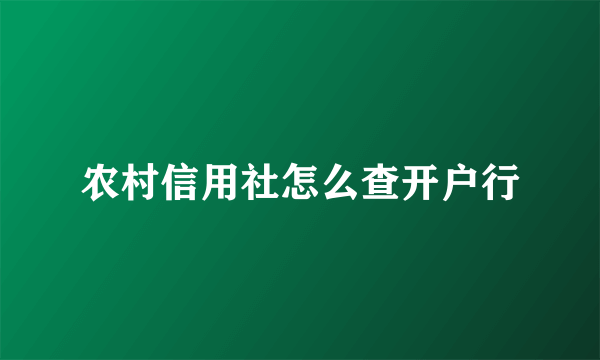 农村信用社怎么查开户行