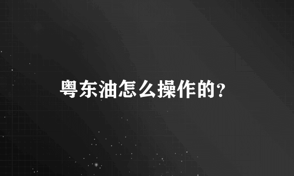 粤东油怎么操作的？