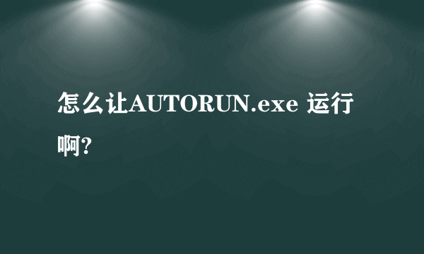 怎么让AUTORUN.exe 运行啊?