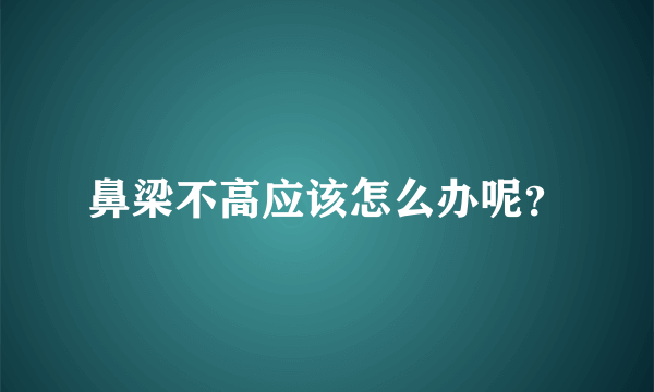 鼻梁不高应该怎么办呢？