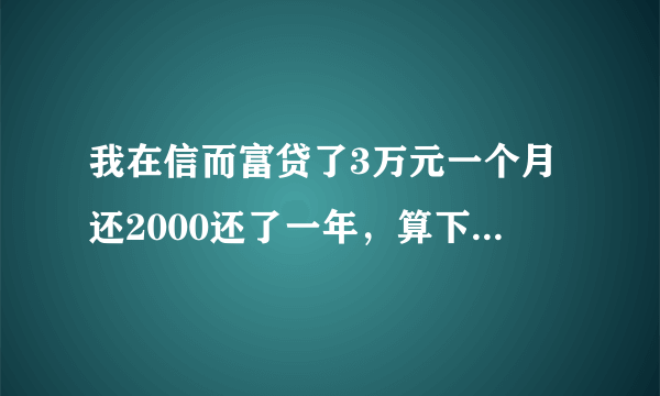 我在信而富贷了3万元一个月还2000还了一年，算下来24000、感觉跟高利贷差不多