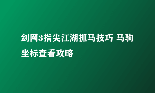 剑网3指尖江湖抓马技巧 马驹坐标查看攻略