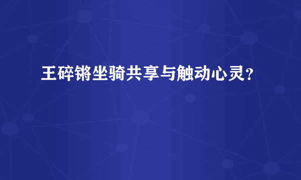 王碎锵坐骑共享与触动心灵？