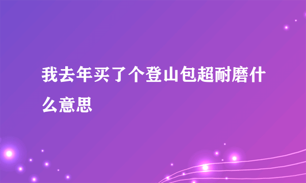 我去年买了个登山包超耐磨什么意思