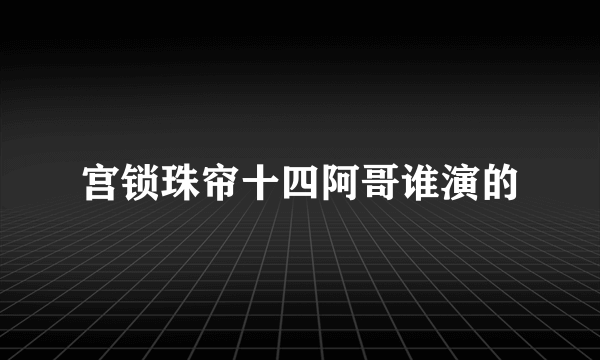 宫锁珠帘十四阿哥谁演的