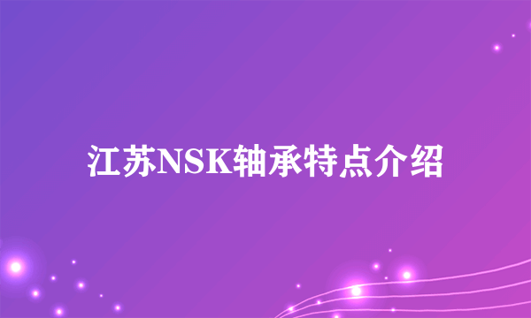 江苏NSK轴承特点介绍