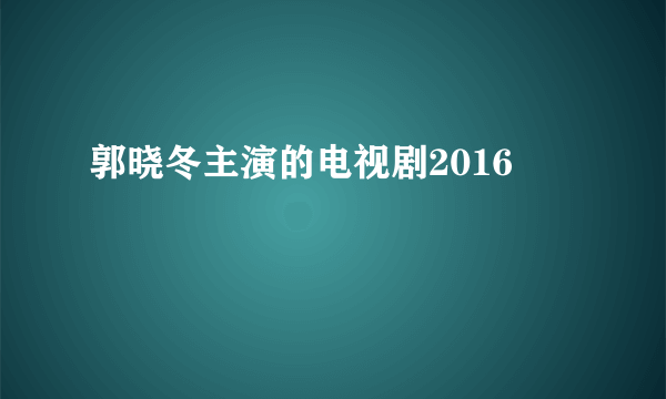 郭晓冬主演的电视剧2016