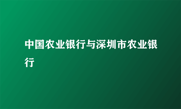 中国农业银行与深圳市农业银行