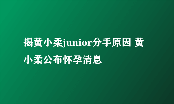 揭黄小柔junior分手原因 黄小柔公布怀孕消息