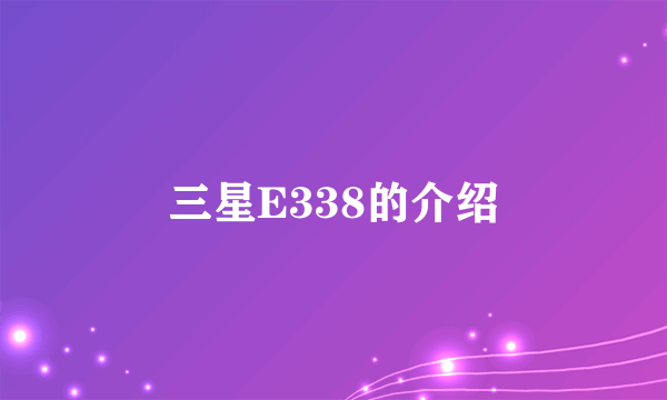 三星E338的介绍