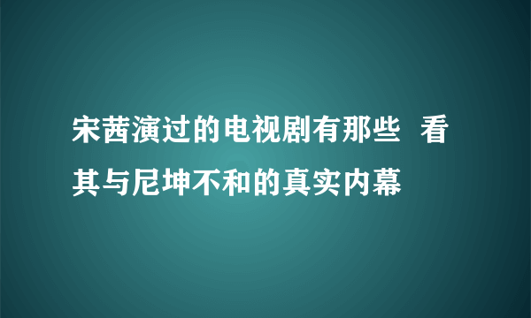 宋茜演过的电视剧有那些  看其与尼坤不和的真实内幕