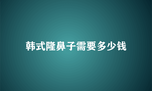 韩式隆鼻子需要多少钱