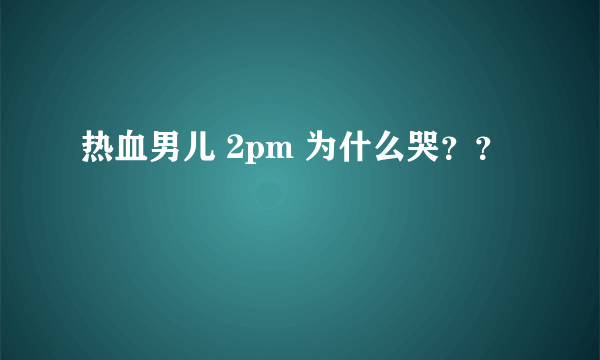 热血男儿 2pm 为什么哭？？