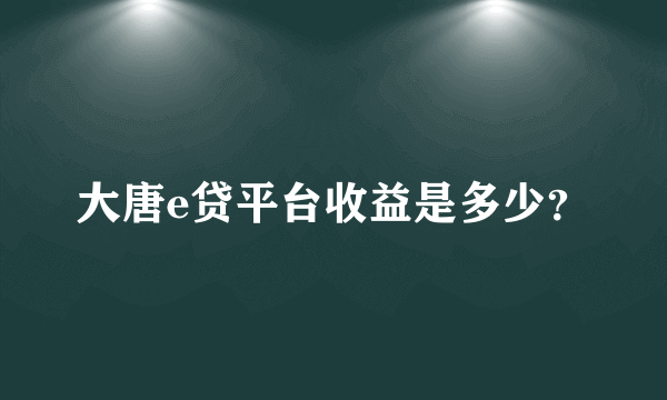 大唐e贷平台收益是多少？