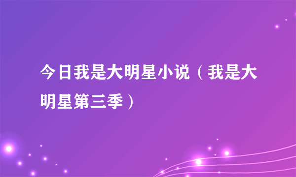 今日我是大明星小说（我是大明星第三季）