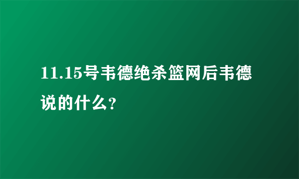 11.15号韦德绝杀篮网后韦德说的什么？