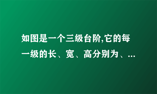 如图是一个三级台阶,它的每一级的长、宽、高分别为、、和是这个台阶上两个相对的端点,点处有一只蚂蚁,想到点处去吃可口的食物,则蚂蚁沿着台阶面爬行到点的最短路程为______.