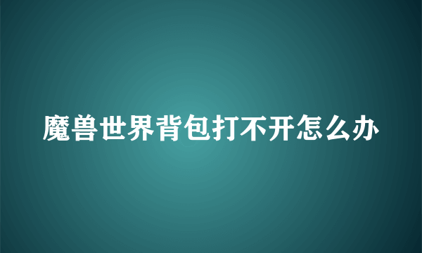 魔兽世界背包打不开怎么办