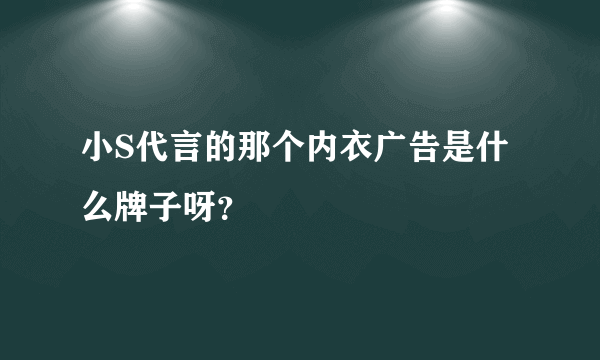 小S代言的那个内衣广告是什么牌子呀？