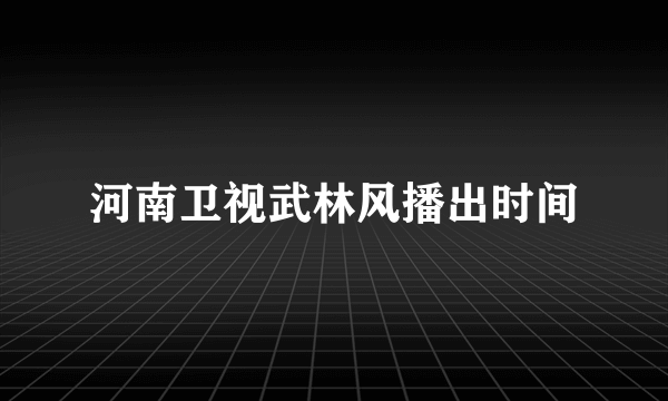 河南卫视武林风播出时间