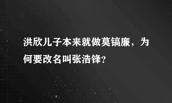 洪欣儿子本来就做莫镐廉，为何要改名叫张浩锋？