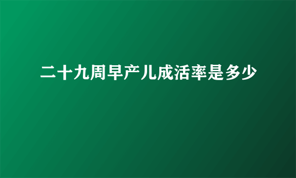 二十九周早产儿成活率是多少