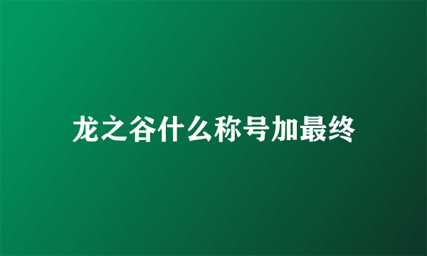 龙之谷什么称号加最终