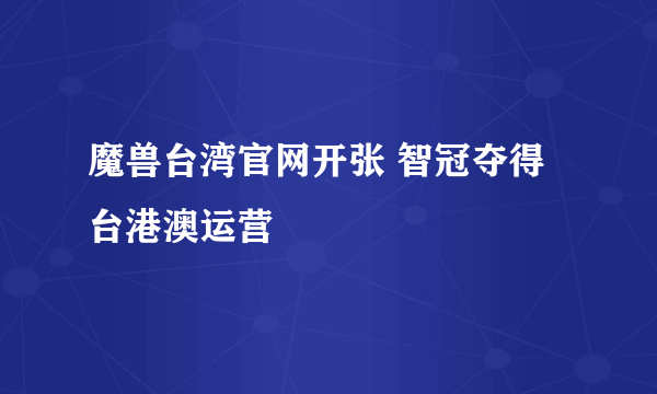 魔兽台湾官网开张 智冠夺得台港澳运营