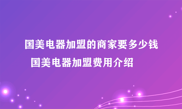 国美电器加盟的商家要多少钱  国美电器加盟费用介绍