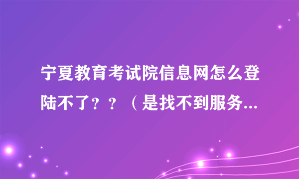 宁夏教育考试院信息网怎么登陆不了？？（是找不到服务器）我今天报志愿，很急！！！