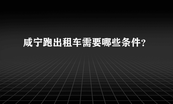 咸宁跑出租车需要哪些条件？