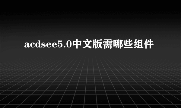 acdsee5.0中文版需哪些组件