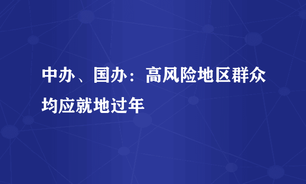 中办、国办：高风险地区群众均应就地过年