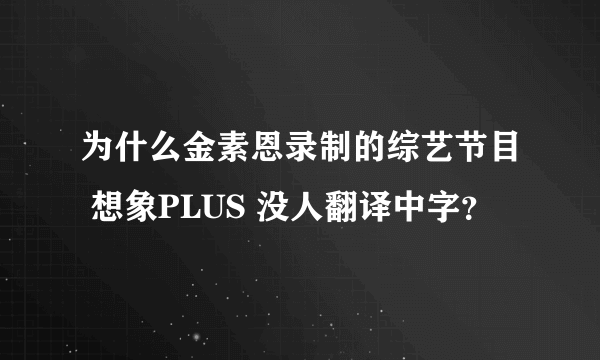 为什么金素恩录制的综艺节目 想象PLUS 没人翻译中字？