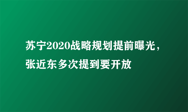 苏宁2020战略规划提前曝光，张近东多次提到要开放