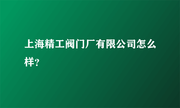 上海精工阀门厂有限公司怎么样？