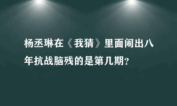 杨丞琳在《我猜》里面闹出八年抗战脑残的是第几期？