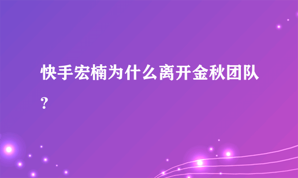 快手宏楠为什么离开金秋团队？